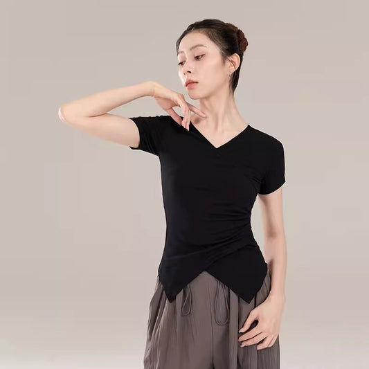 "Black T-shirt classical dance costume for daily wear."